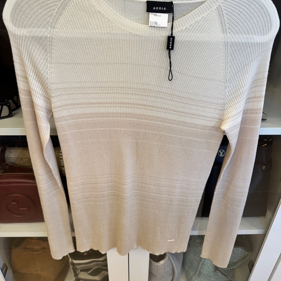 Akris Beige Gradient ECRU lightweight cashmere silk sweater - Picture 3 of 16
